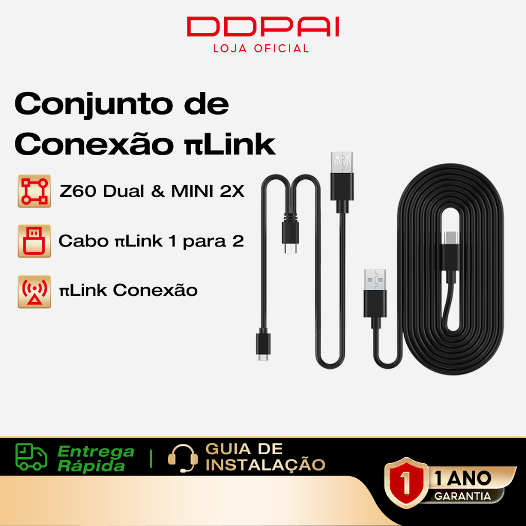 DDPAI Z60 Cabo πLink para Câmera Veicular 3 Canais Z60 Acessório em Oferta na Shopee