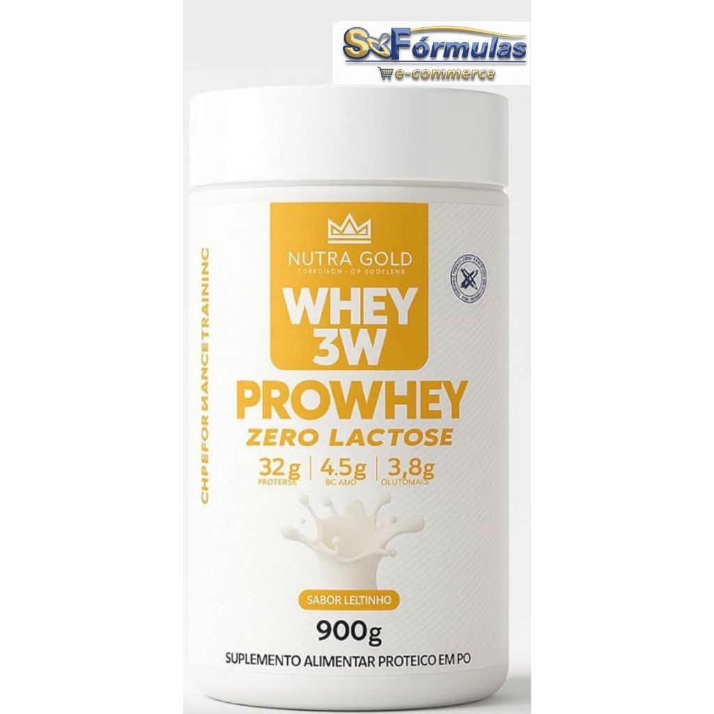 Whey Protein 3W Nutra Gold 32g Proteína - Leitinho, Chocolate, Açai - 900g ZERO LACTOSE