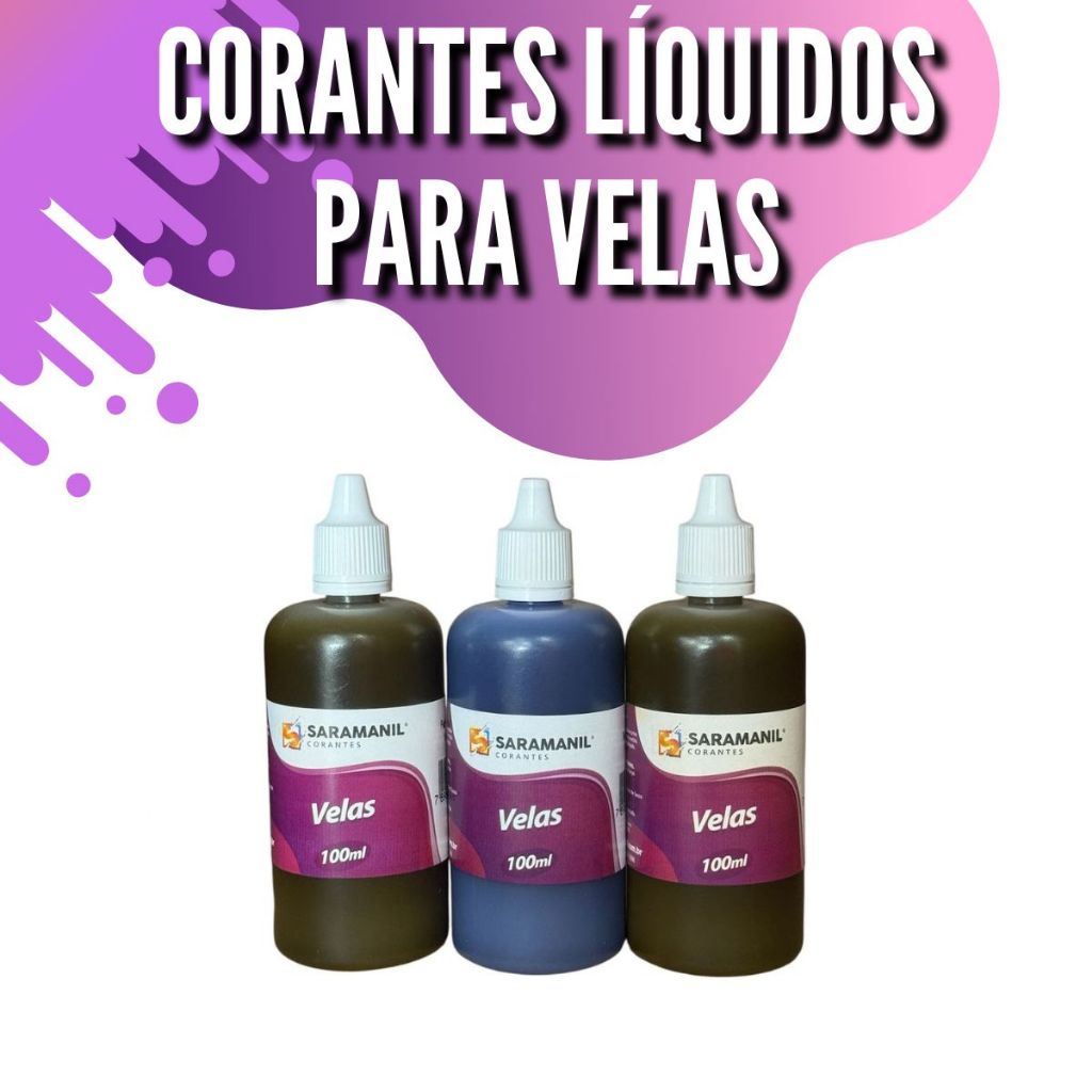 Combo 3 Anilina Corante Para Velas Preto, Violeta e Marrom 100ml Saramanil