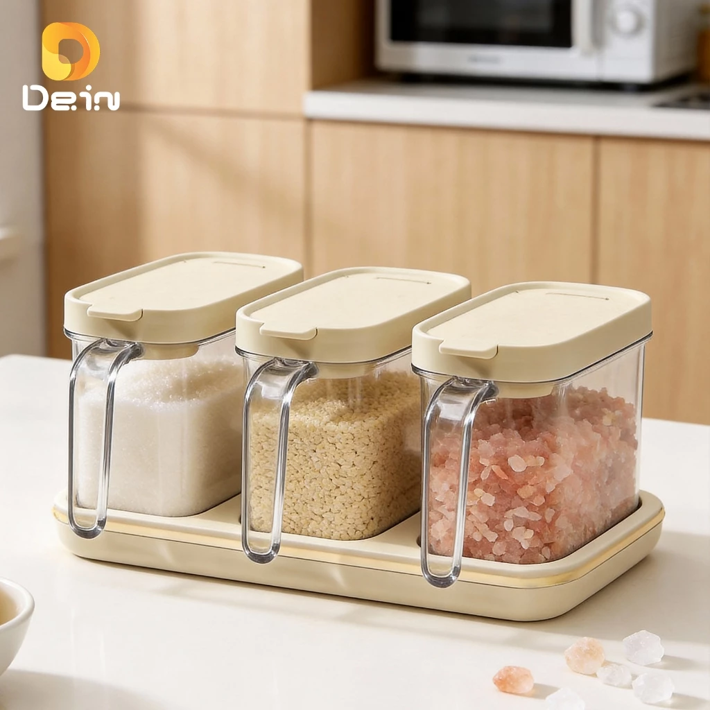 Porta Temperos com Colher Magnética – Pote ou Kit 3 Potes com Base — imagem 1