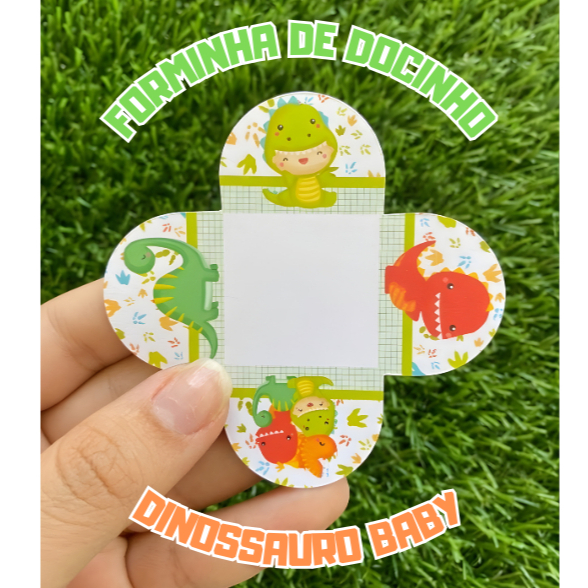 Forminhas 4 Pétalas Dinossauro Baby Bonequinho | Lembrancinha para Festa | Personalizados