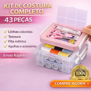 Kit De Costura Maletinha - Viagem Completo - 43 Pçs + Maleta Organizadora em Oferta na Shopee