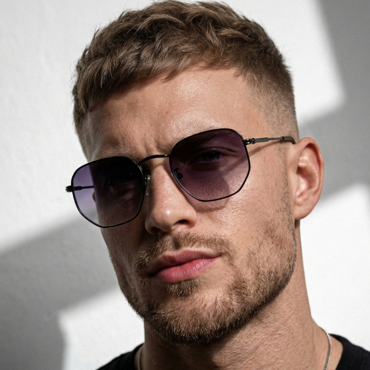 Oculos de Sol Hexagonal Preto Degrade Original Premium Blogueira Tendencia uv400 Feminino Masculino