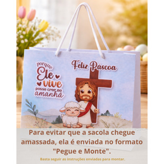 50 Sacola Pascoa Crista-JESUS- 14X20X6/Pascoa-Pegue e monte/ em Oferta na Shopee