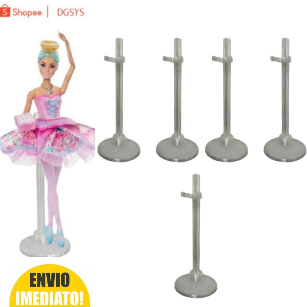 Kit 5 Suportes Transparentes Pedestal Para Bonecas E Bonecos Expositor Ajustável