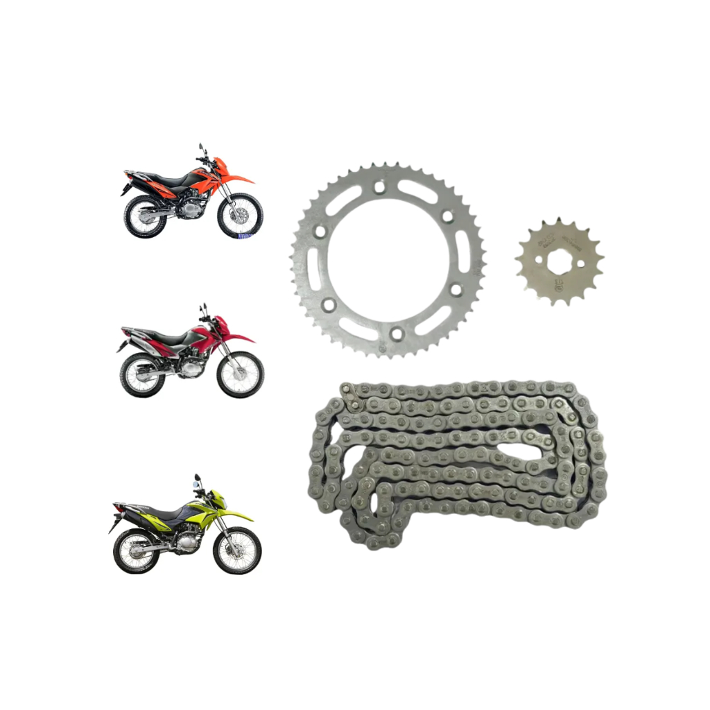 Kit Relação Transmissão Coroa Pinhão e Corrente C/ Retentor Nxr Bros 150 de 2003 até 2015 em Oferta na Shopee