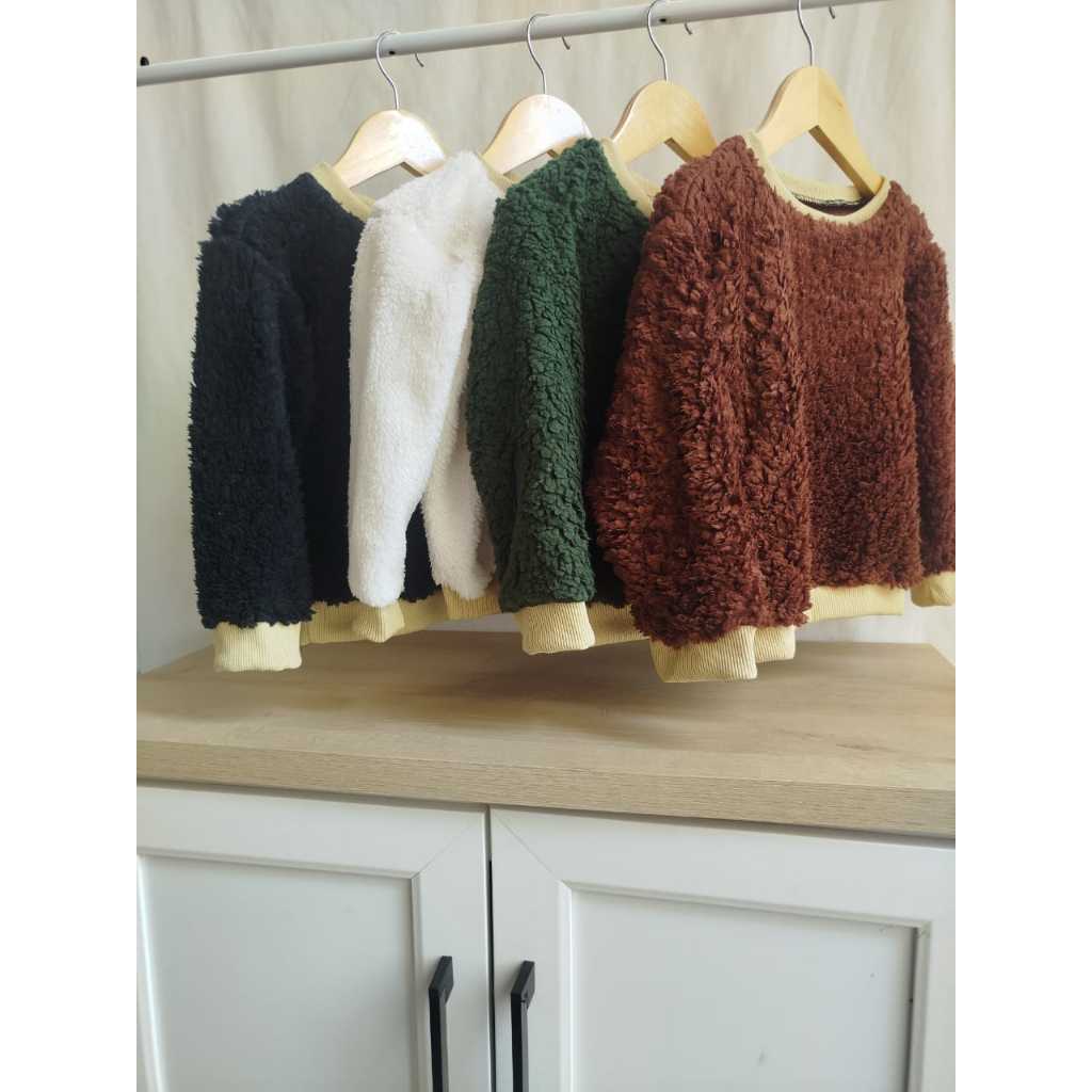 Blusa Infantil Sherpa Pelinho Quentinha | Casaco Teddy Infantil Inverno | Cores Preto Off Verde Marrom | Tam G 1 2 4