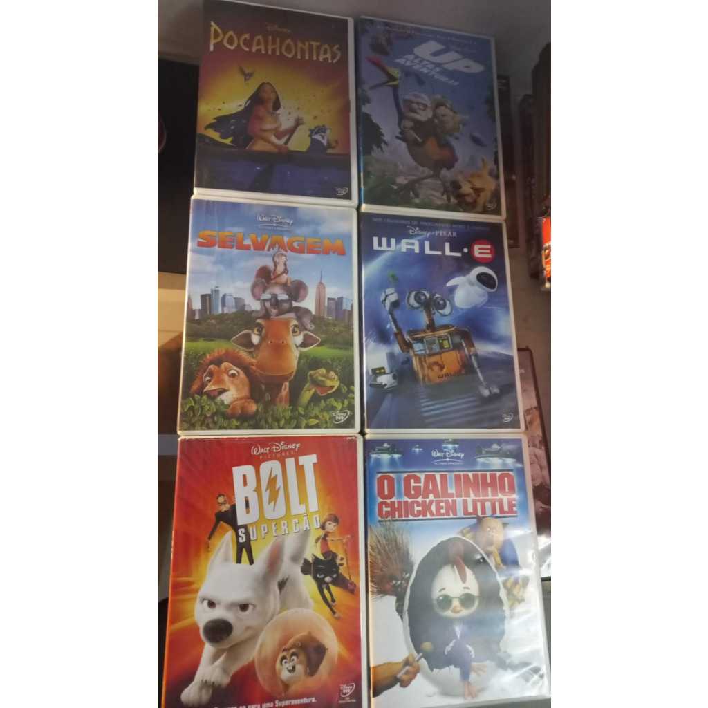 Dvds Disney Wal.E O galinho chicken Litlle Pocahontas Selvagem Up Altas aventuras- Todos Excelente estado infantil