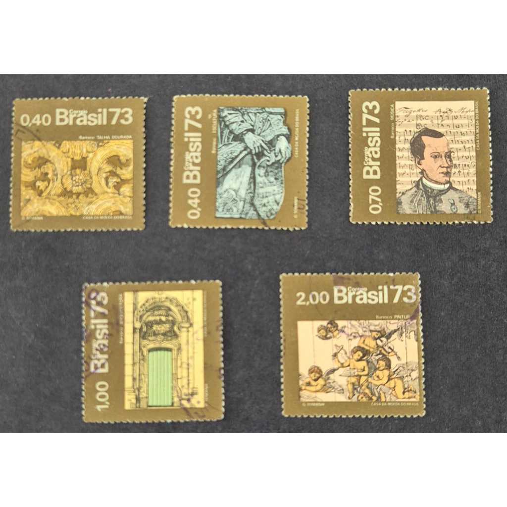 Série completa de selos usados dos correios - Arte barroca no Brasil - RHM C811 a C815. Filatelia