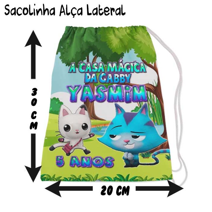 Mochilinha Sacolinha Mochila Saco Sacochila Saquinho Lembrancinha Brinde Aniversario Personalizadas Casa Mágica da Gabi