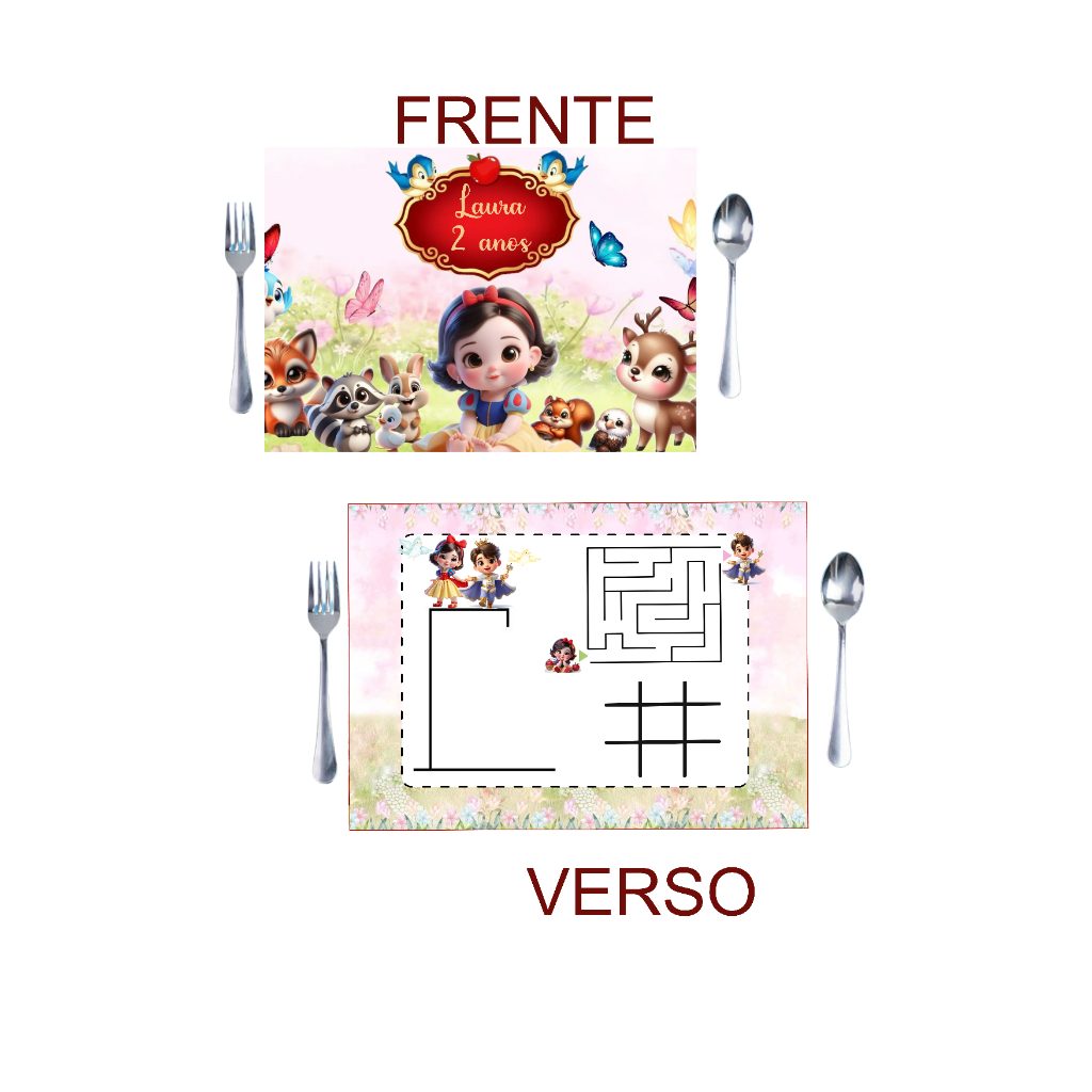 KIT 15 Jogo Americano Infantil para Festa Frente Decorativa + Atividades no Verso Decoração Mesa QUALQUER TEMA