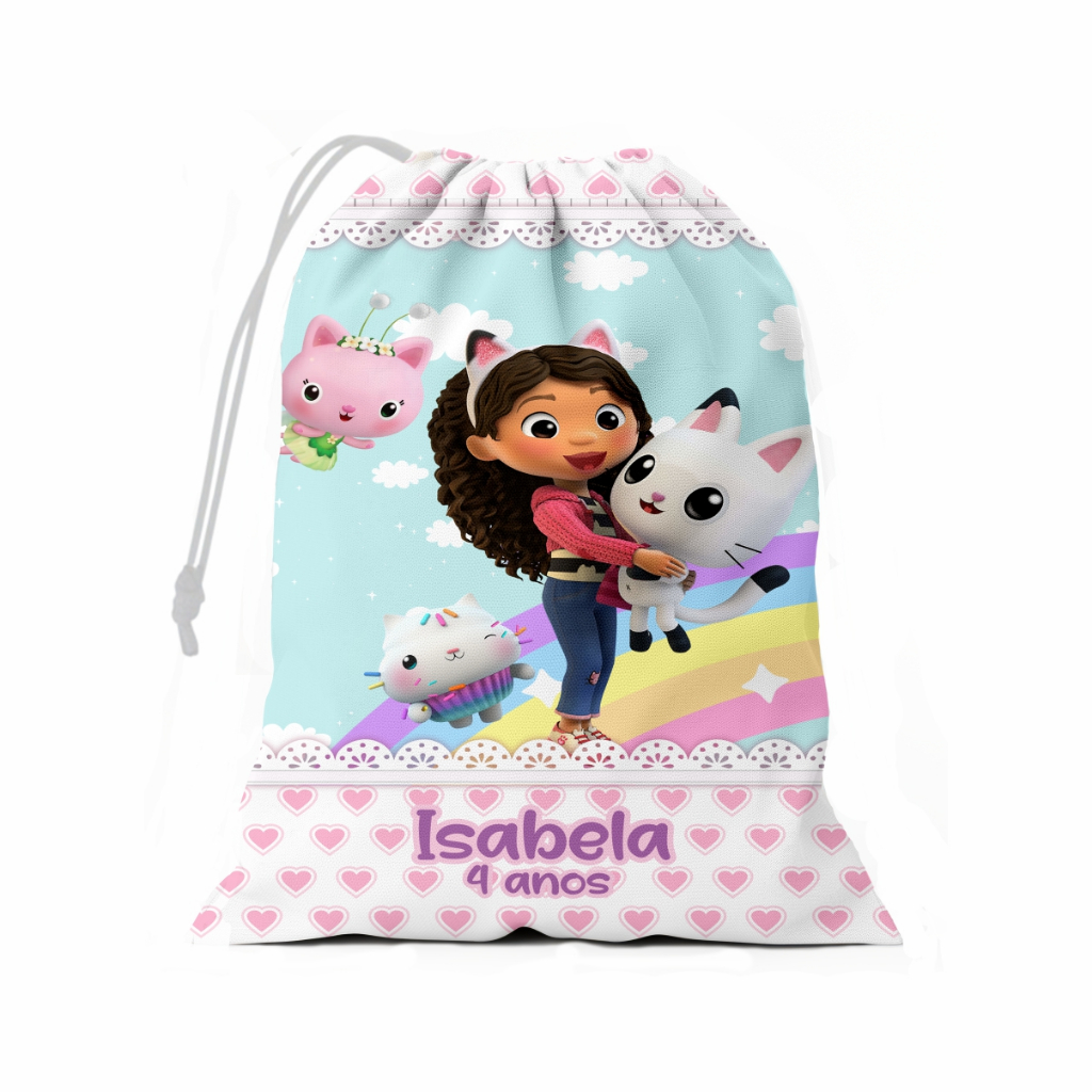 Saquinho Surpresa A Casa Magica da Gaby 15x20 Personalizada com Nome e Idade Lembrancinha Aniversário