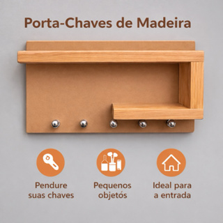 Porta Chaves e Correspondência Organizador em Madeira Pinus Natural Suporte de Parede Hall Entrada em Oferta na Shopee