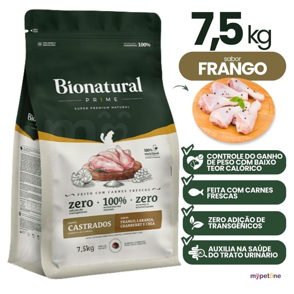 Ração Bionatural para Gatos Castrados Sabor Frango