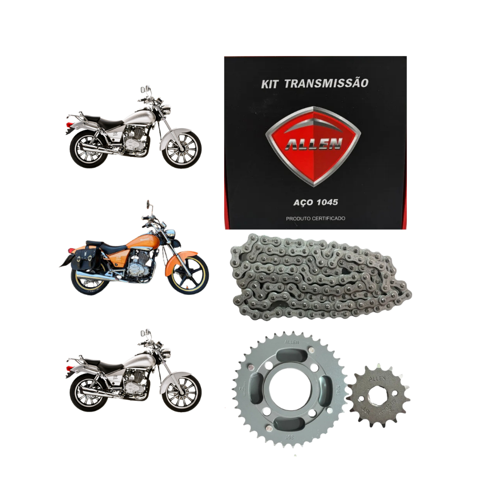 Kit Relação Transmissão Dafra Kansas 150 2008 2009 2010 2011 2012 2013 2014 2015 Original Allen