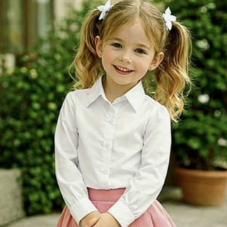 Camisa Infantil Básica Branca Social Menina Manga Longa Look Elegante em Oferta na Shopee