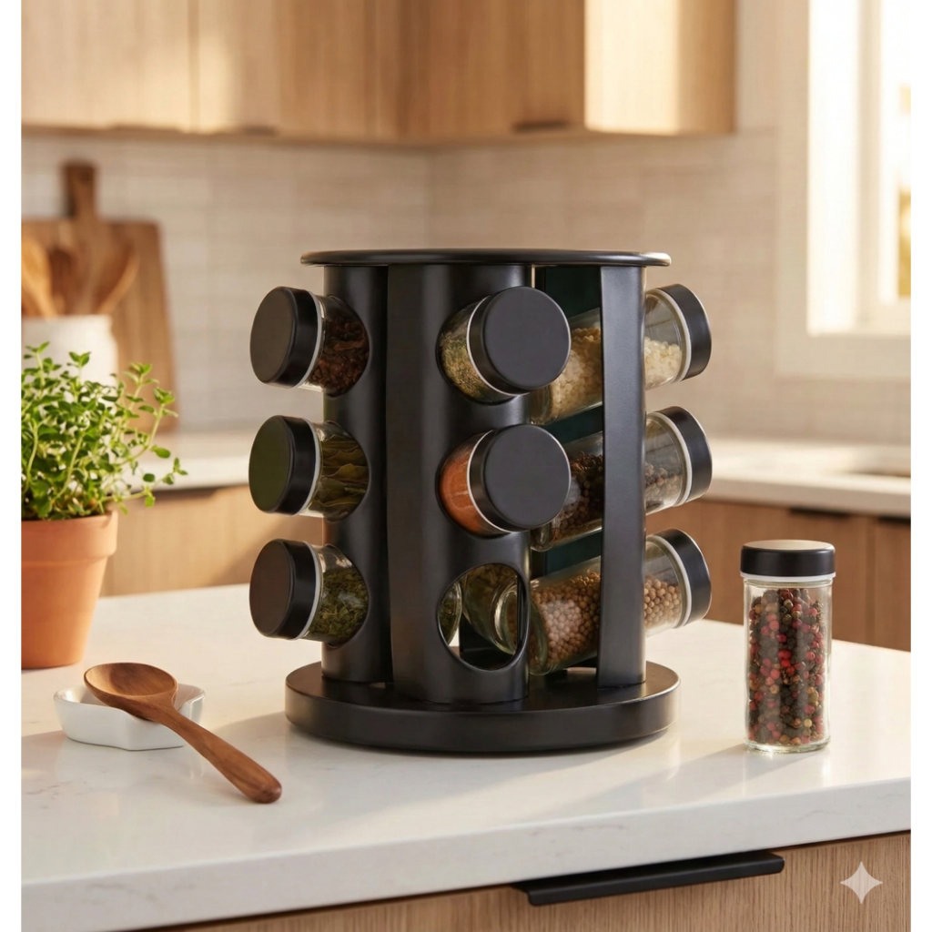 Porta Temperos Giratório Profissional 12 Potes Vidro Tampa Dosadora Organizador Cozinha em Oferta na Shopee