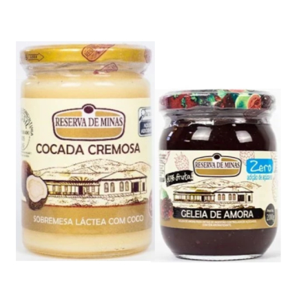 COMBO COCADA CREMOSA RESERVA DE MINAS 420g + Geléia de amora zero açúcar 200g