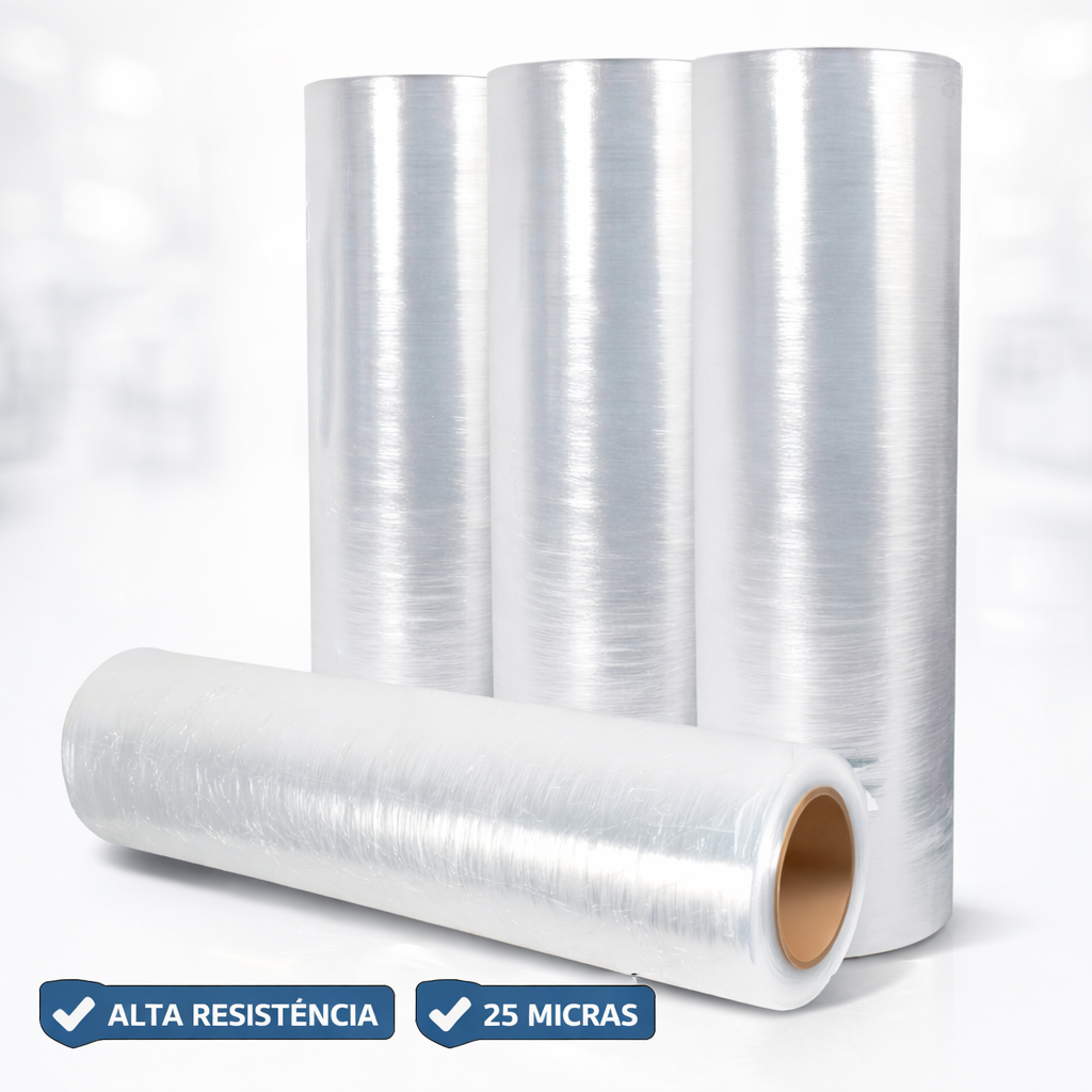 Filme Stretch Plástico Rolo Bobina Embalagens Strech Virgem Transparente