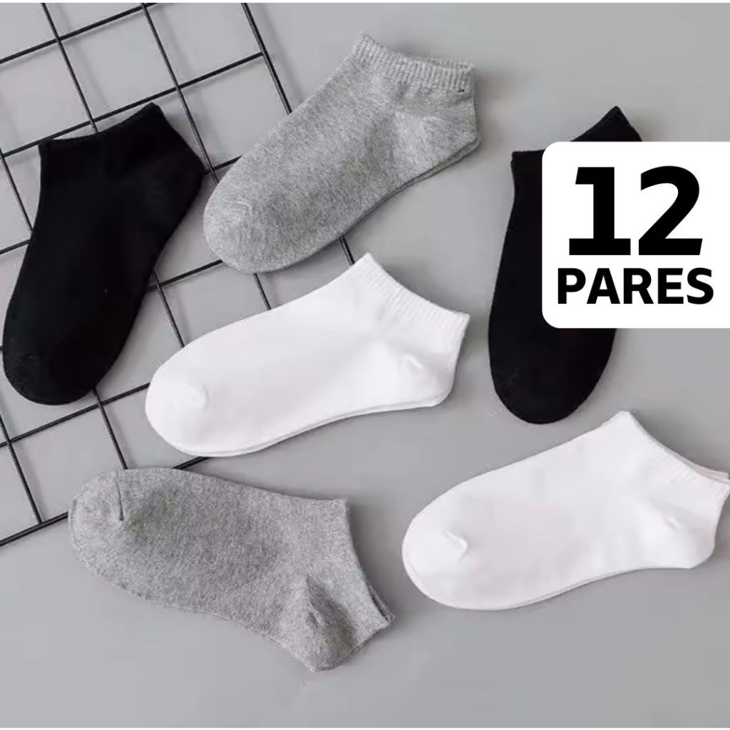 Kit Meia Soquete Preta Sortida Branca Cano Curto Invisível Masculino Feminino Tamanho 35-40 / 40-46 em Oferta na Shopee