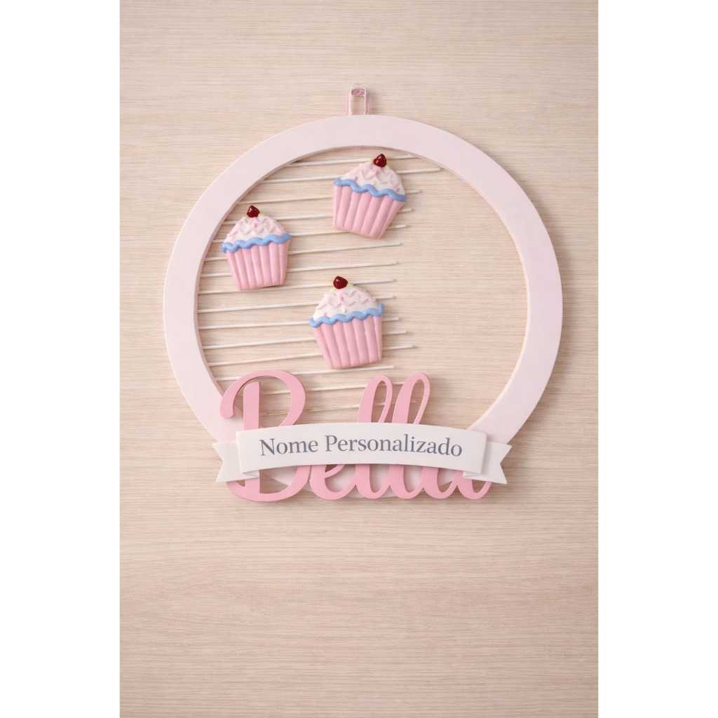 Porta Maternidade Guirlanda enfeite de porta Mdf Personalizada Tema CupCake 30cm