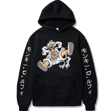 BLUSA DE FRIO MOLETOM CANGURU COM CAPUZ UNISSEX LUFFY GEAR ONE PIECE ANIME