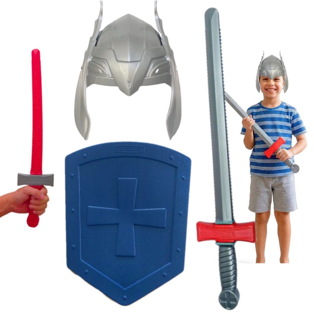 Espada Brinquedo Infantil Bainha Medieval + Escudo + Mascara