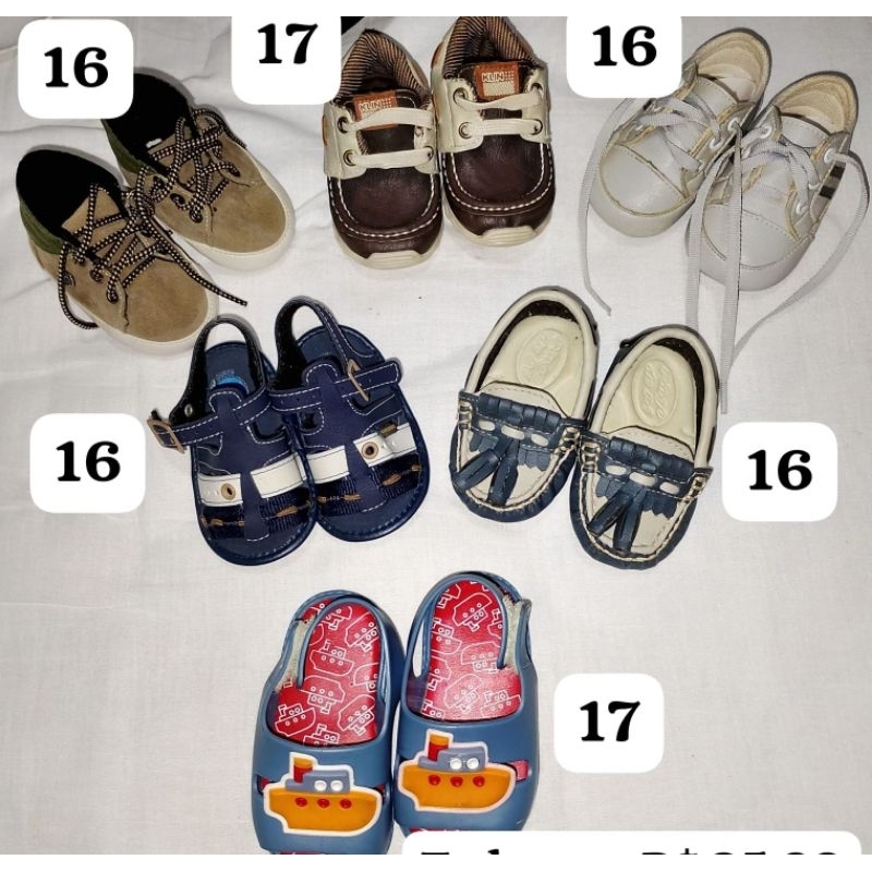 Sapato menino numeração 16 e 17.