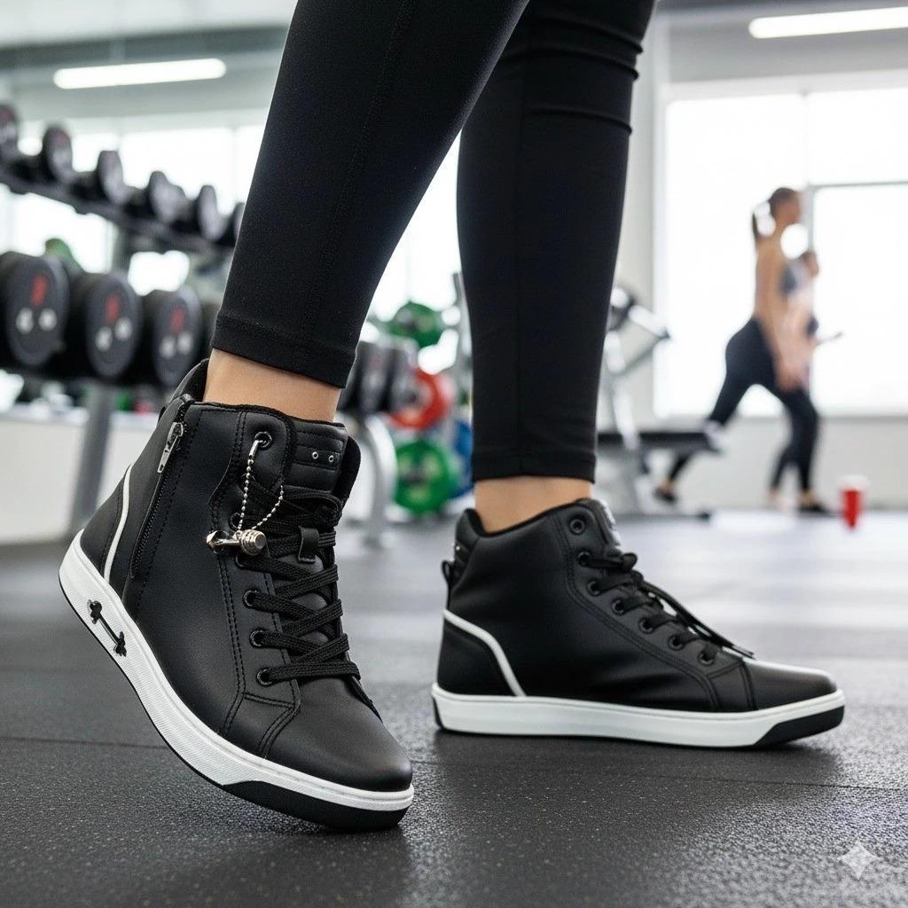 Tênis Feminino Academia Fitness Cano Médio Confortável Antiderrapante Treino Caminhada Casual