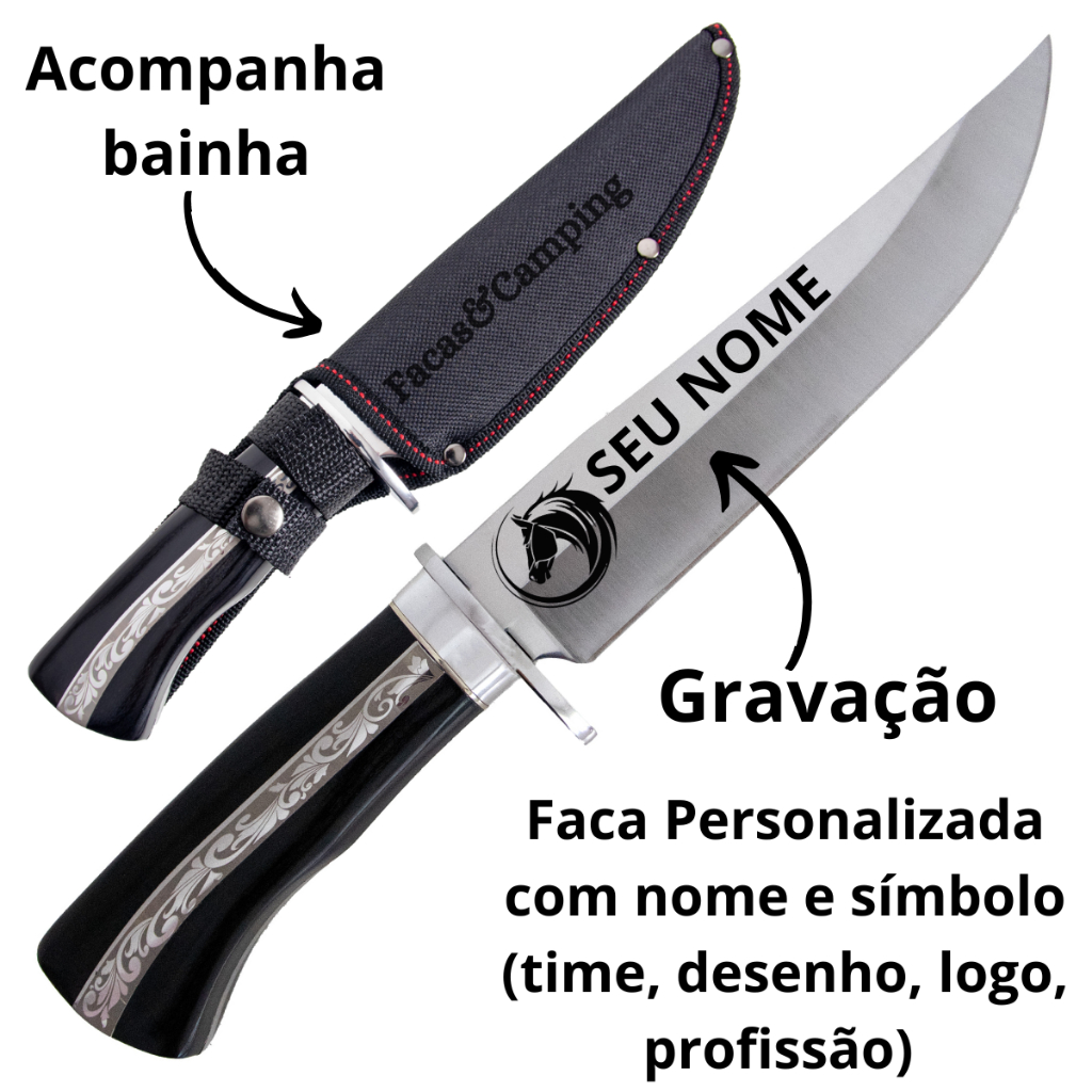 Faca Gravação Personalizada Cozinha Churrasco Afiada Com Bainha