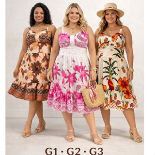 vestido curto midi estampado com bojo regulagem na alça  elastex nas costas com forro tecido crepinho G1 G2 G3 elegantes em Oferta na Shopee