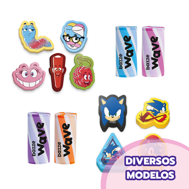 Borracha Escolar Decorada Com Aroma Fini PET Formas Leo&Leo SONIC The Hedgehog Leo&Leo Wave Polybag Marshmallow