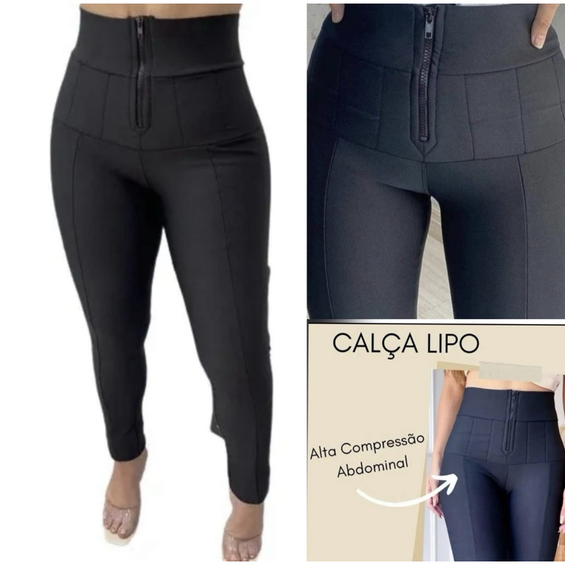 Calça leg Lipo Calça Leg com zíper Lipo Grossa Alta Compressão Moda Gringa Moda Balada