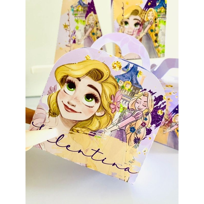 Kit Caixinhas Rapunzel Enrolados Personalizadas PEGUE E MONTE | Lembrancinhas Festa Infantil Luxo Scrap 3D