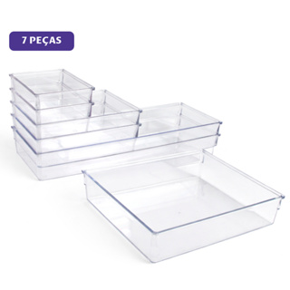 Kit 7 Organizadores Multiuso para Gavetas Armários Geladeiras em Oferta na Shopee