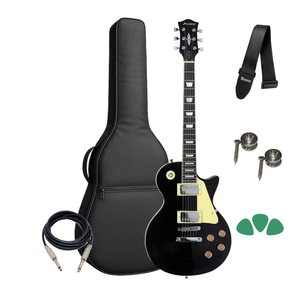 Guitarra Strinberg Les Paul Lps230 Bk + Kit Capa Luxo Cabo em Oferta na Shopee