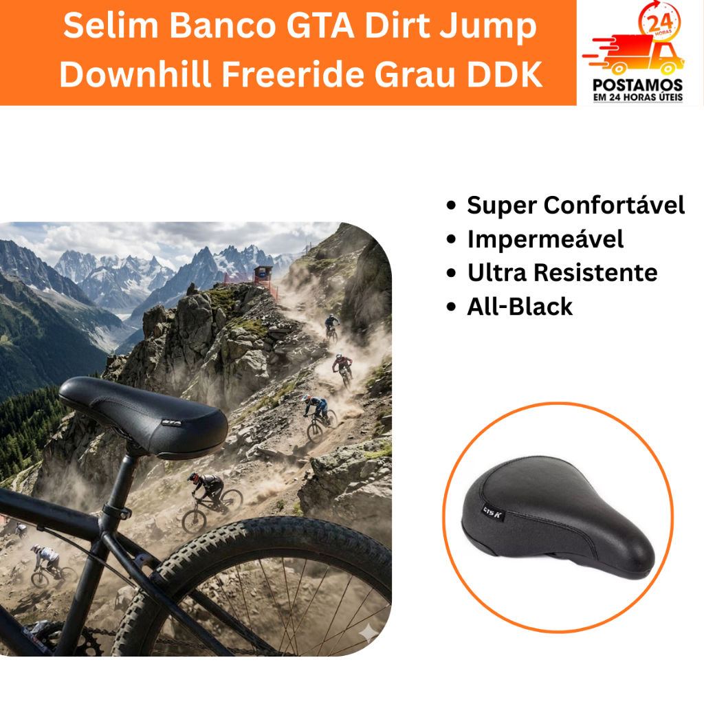 Selim Banco GTA Dirt Jump Downhill Freeride Grau Wheelling BMX Resistente Estilo DDK Gios Bike Bicicleta Preto Conforto