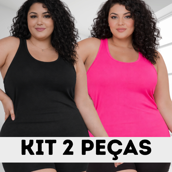 Kit 2 Regata Feminina Plus Size Blusa Academia Dry Fitness e Casual Camiseta sem Manga