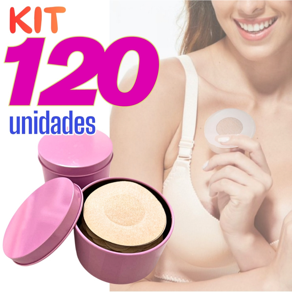 Kit 120 Adesivos Tapa Seio Invisível Bico do Peito c/ Lata em Oferta na Shopee