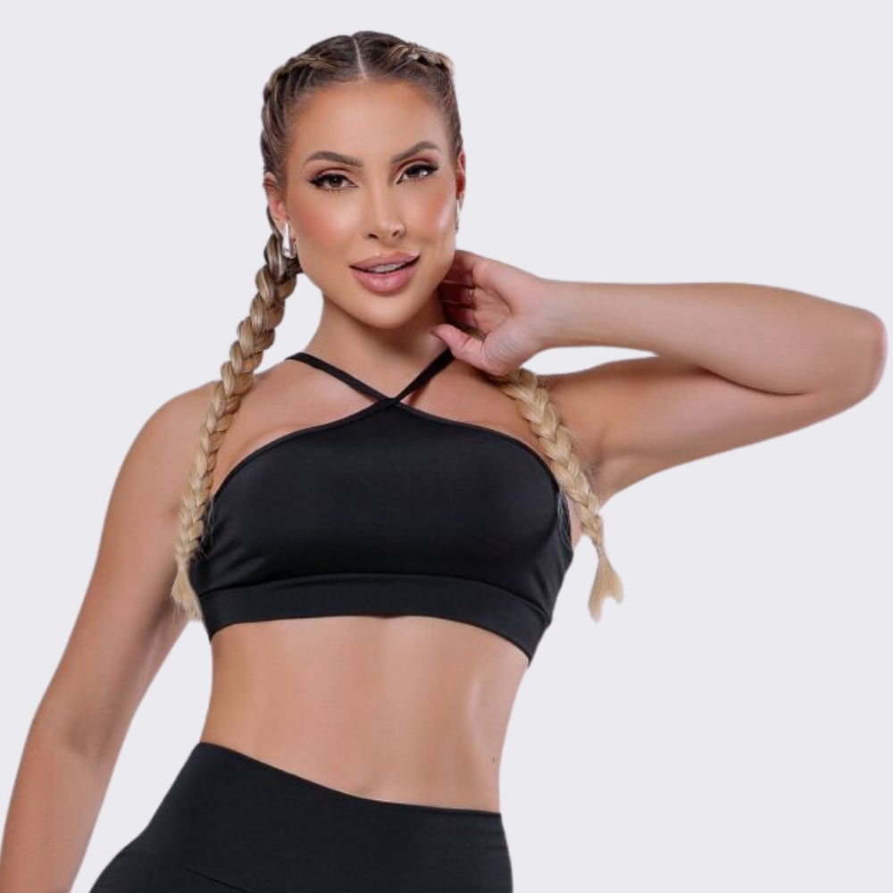 Imagem Top Basic Alcinha Preto Fitness Feminino Academia Yoga Corrida AQN SPORT
