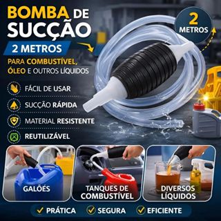Bomba Sucçao Manual 2 Mt C/ Mangueira Transparente Abraçadeira P/ Líquidos Combustível Carro e Motos em Oferta na Shopee