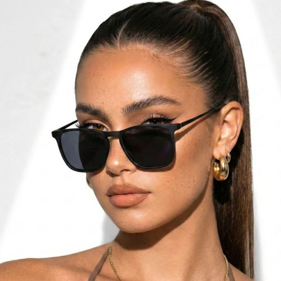 Óculos de Sol Quadrado Preto Fosco Clássico Vintage Premium Unissex uv400 Feminino Masculino