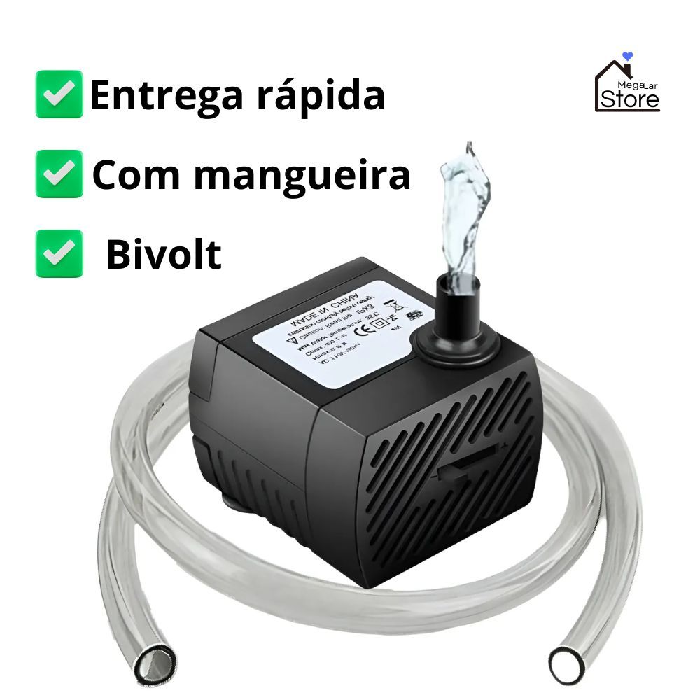 Bomba de Aquário Submersa Bivolt - Aspiração Lateral para Aquário, Fonte e Lago