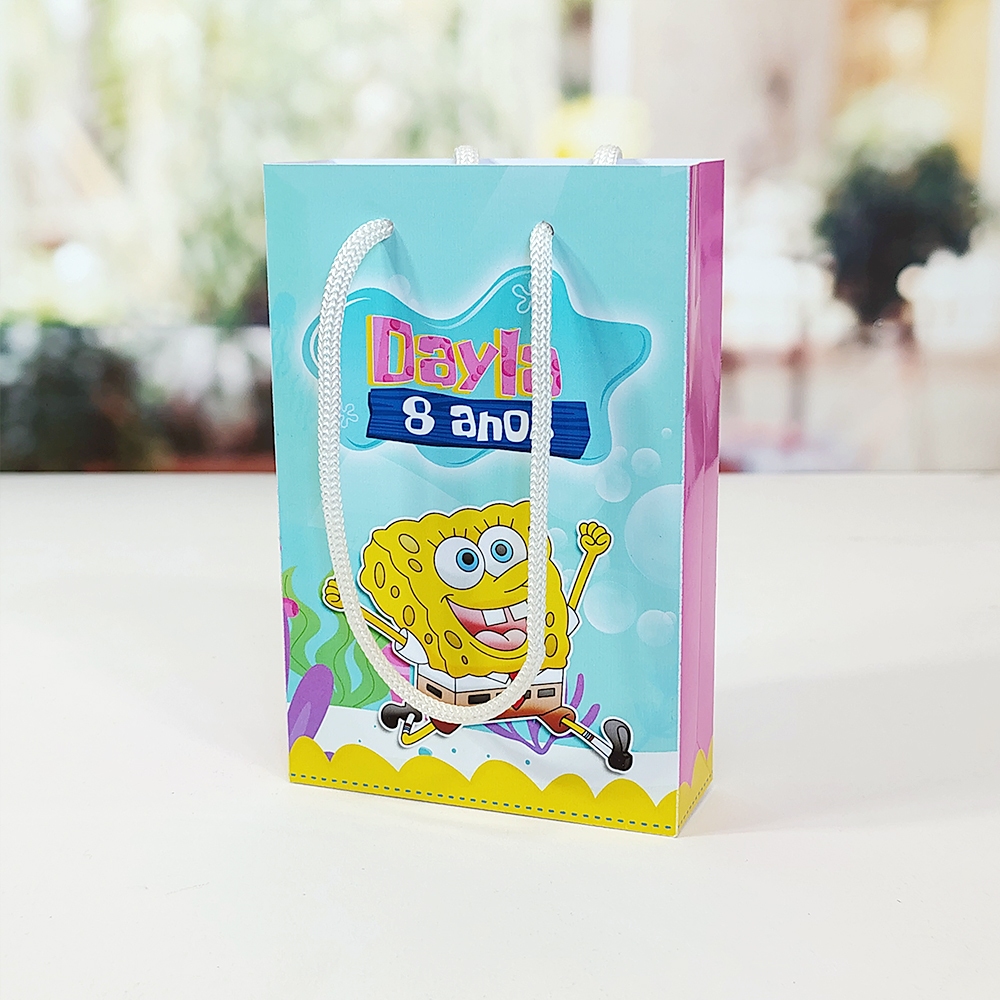 Sacolinha Personalizada P Festa Infantil Bob Esponja menina Pré-Montada  Lembrancinha Personalizada