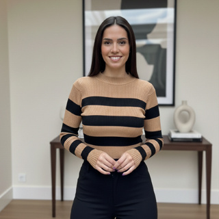 Blusa de Frio Feminina Gola Redonda Manga Longa Estilo Cacharrel Trico Básico Elegante Versátil em Oferta na Shopee