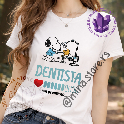 Camiseta T-Shirt Dentista Snoopy Profissões Odontologia