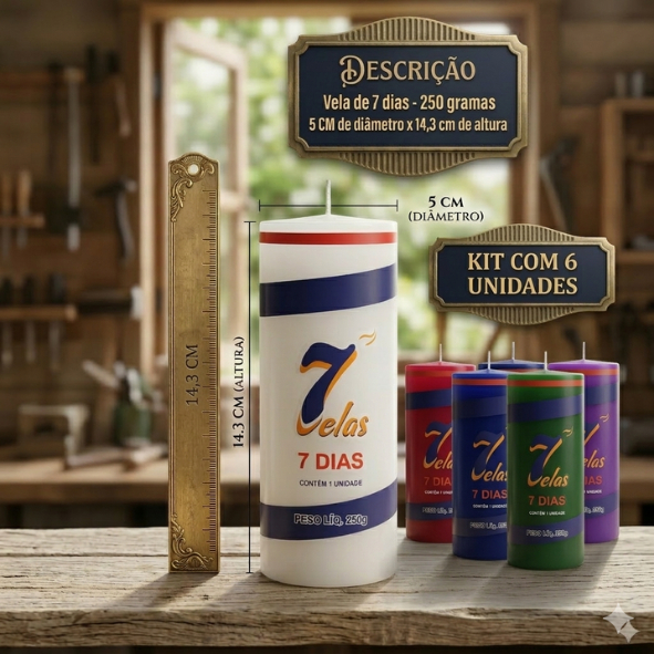 kit c/ 6 Velas de 7 dias 250 g Branca ou Colorida Parafina Pura em Oferta na Shopee