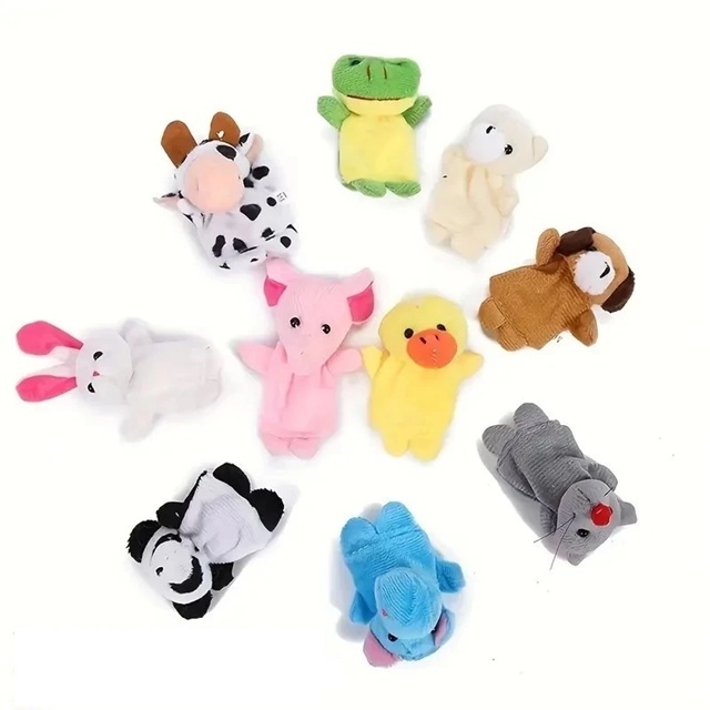 Kit 10 Dedoches Animais De Pelúcia Fantoche De Dedo Educativo Infantil Para Contar Histórias Bebê Lúdico Macio