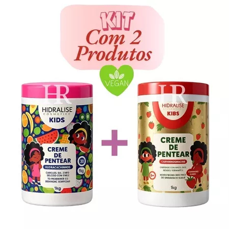 KIT KIDS com 2 Cremes 1kg  - Super Definição, Hidratação e Brilho para Cabelos Cacheados e Crespos Hidralise