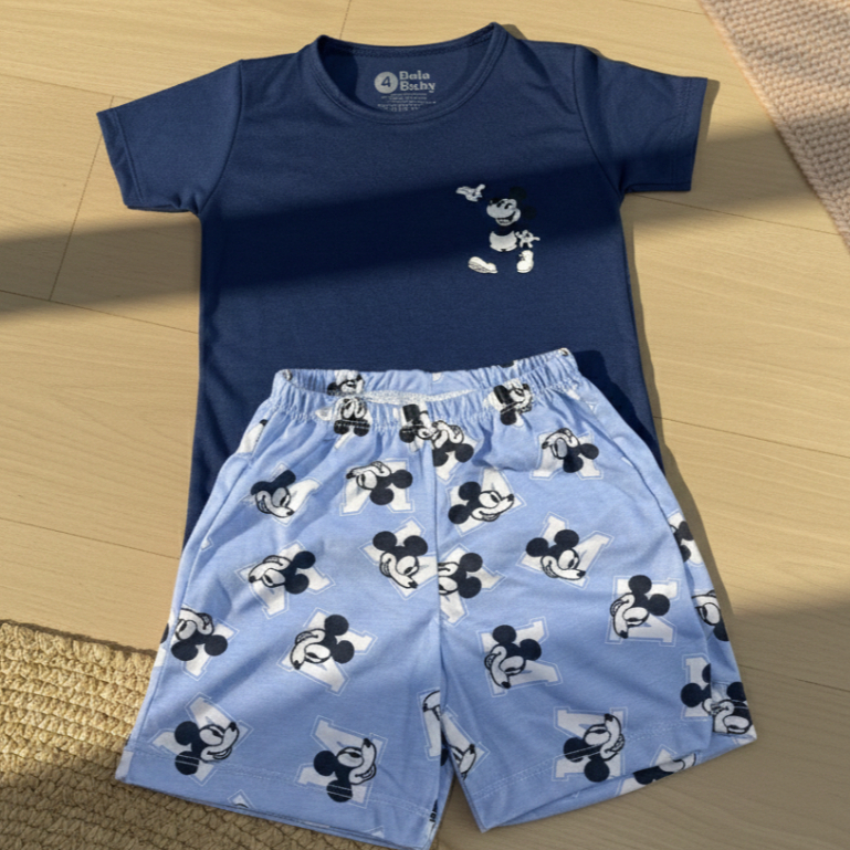 Pijama Infantil Menino Manga Curta Mikey pijaminha soninho conjunto shorts e blusa 2 ao 8 Malha PV